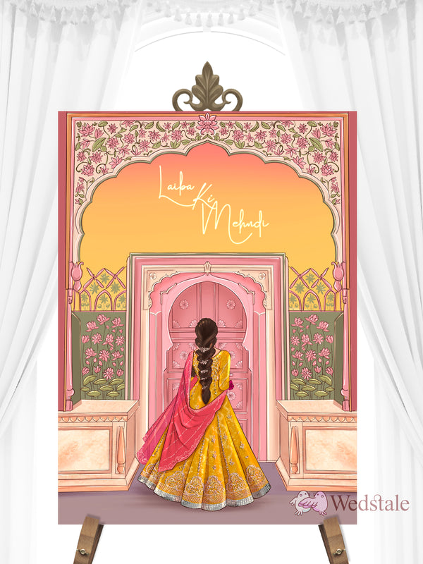 Henna Solo Welcome Board — personalised South Asian wedding welcome board by Wedstale