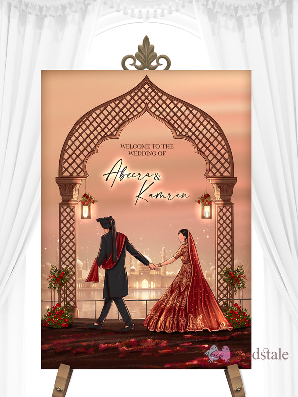 Sath SilSila Welcome Board — personalised South Asian wedding welcome board by Wedstale